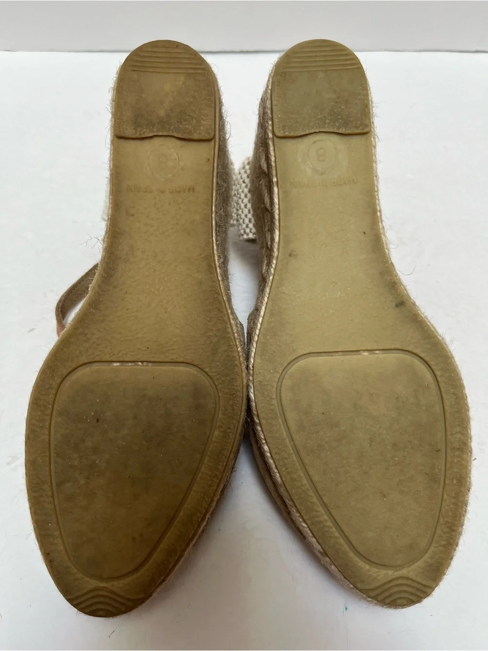 Dalson Spain Taupe Suede Peep Toe Espadrille Wedge Sandals Size 38 US 8
